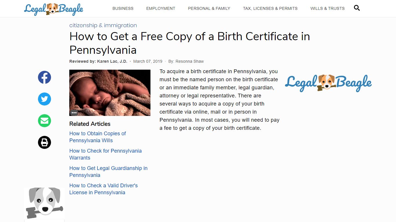 How to Get a Free Copy of a Birth Certificate in Pennsylvania